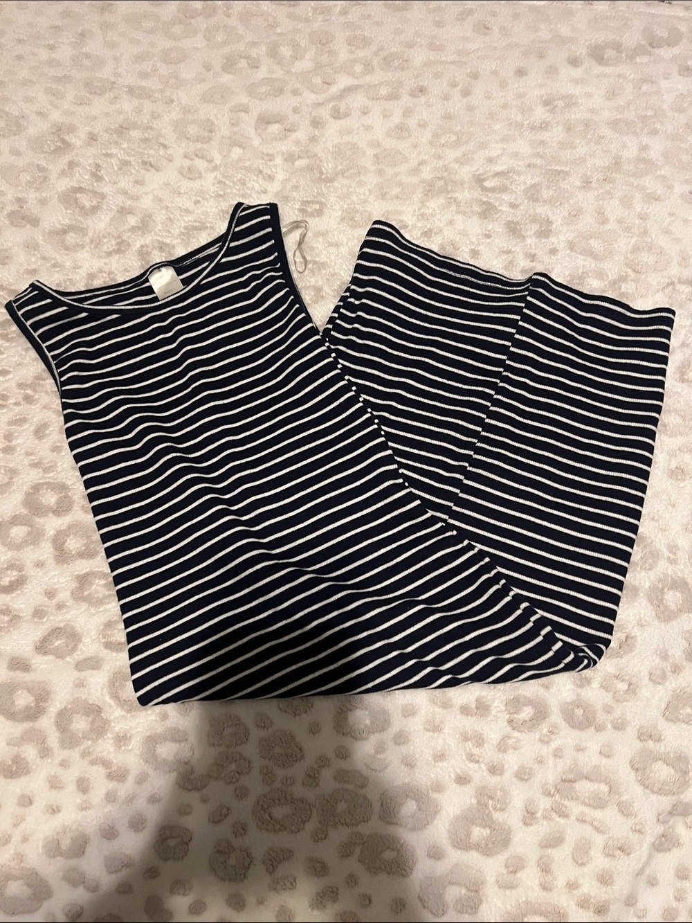 Striped Navy and White Sleeveless Women's Top